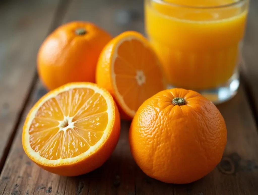 fresh oranges with vibrant orange