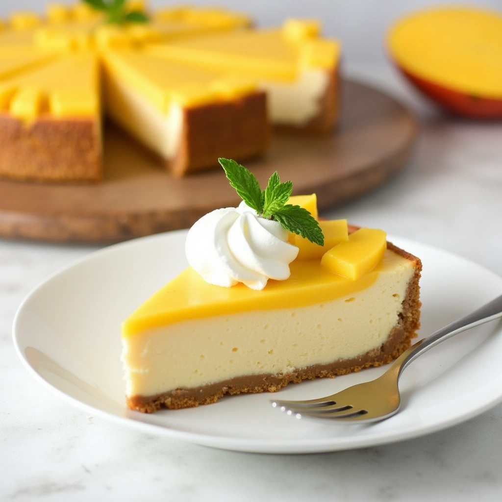 mango cheesecake slice