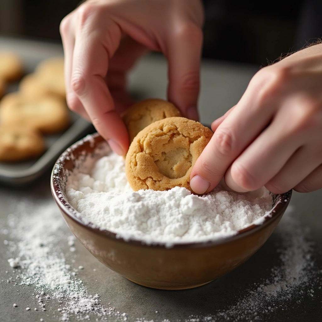 powdered sugar coating, baking process, Italian cookie finishing