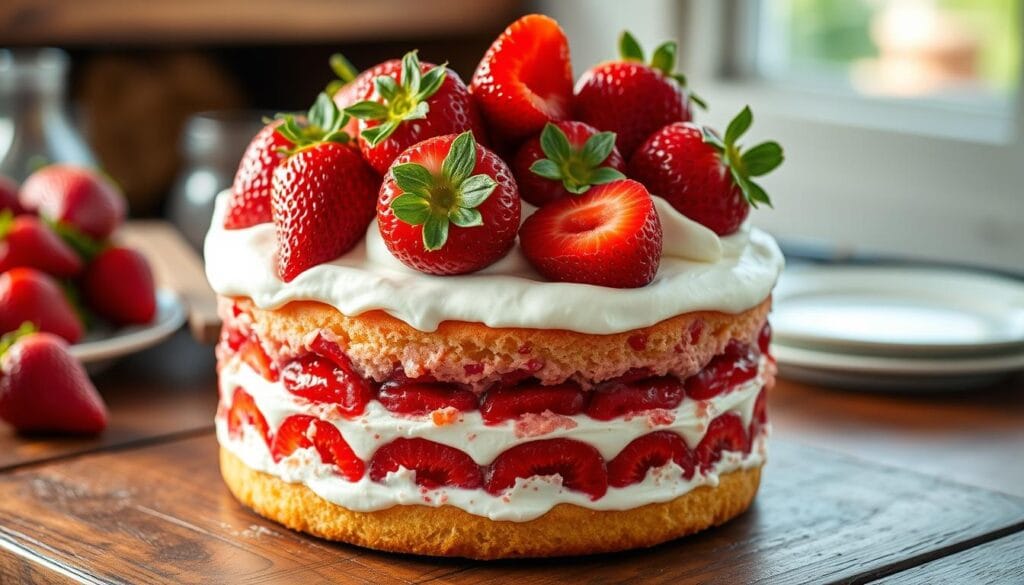 homemade strawberry poke cake