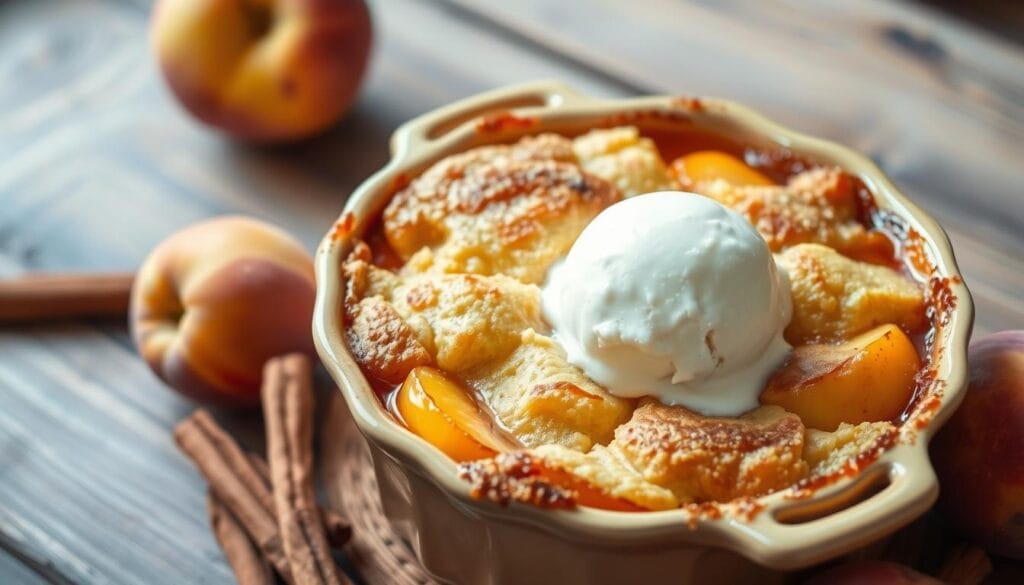 making and eating your peach cobbler.