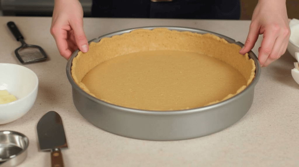 Baking Process for sweet potato cheesecake with a golden crust