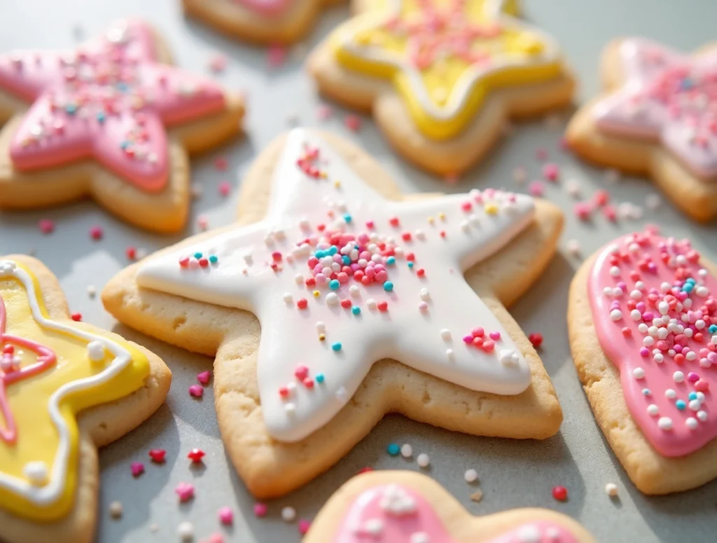 Decorated cookies with festive themes