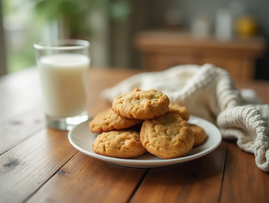 Final plate of cookies with milk