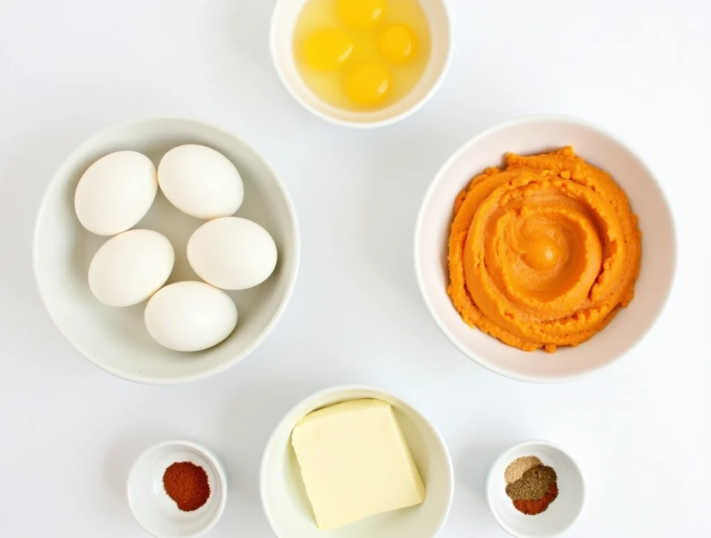 Ingredient for sweet potato cheesecake with a golden crust