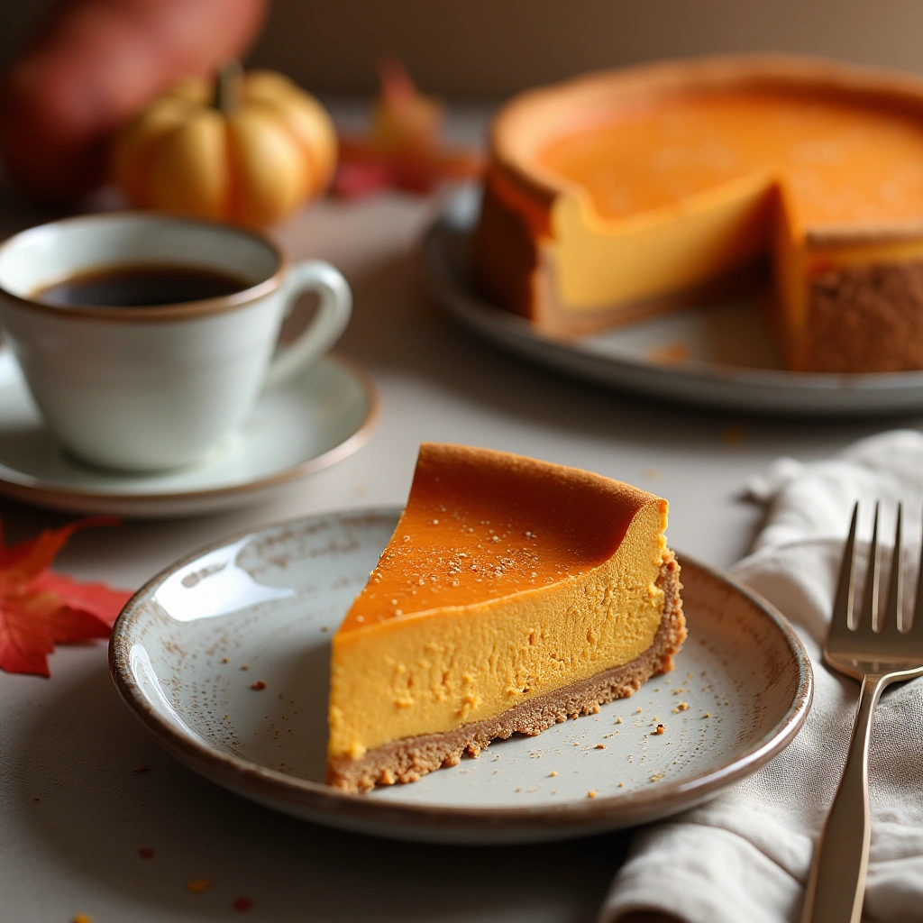 Serving Suggestion sweet potato cheesecake with a golden crust